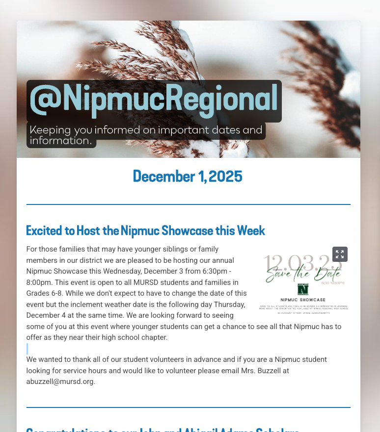 December 1 Newsletter