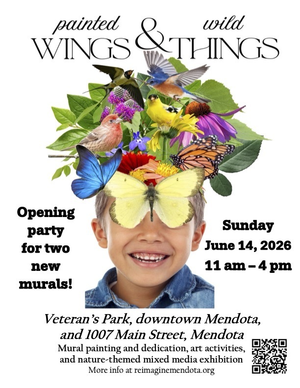 Mural painting and dedication, art activities and nature themed mixed media exhibition flyer.