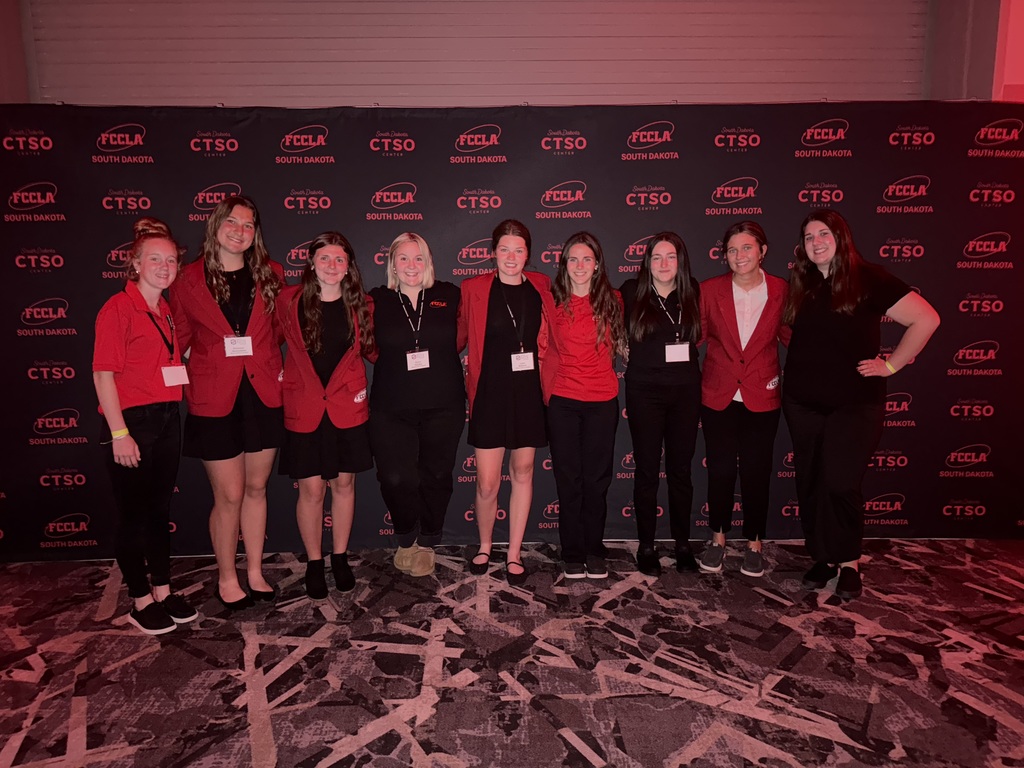 Emma R., Emmalyn H., Ashlyn B., Grace G., Lexie M., Leah C., Carol M., Ella R., and Adie R. at State FCCLA!