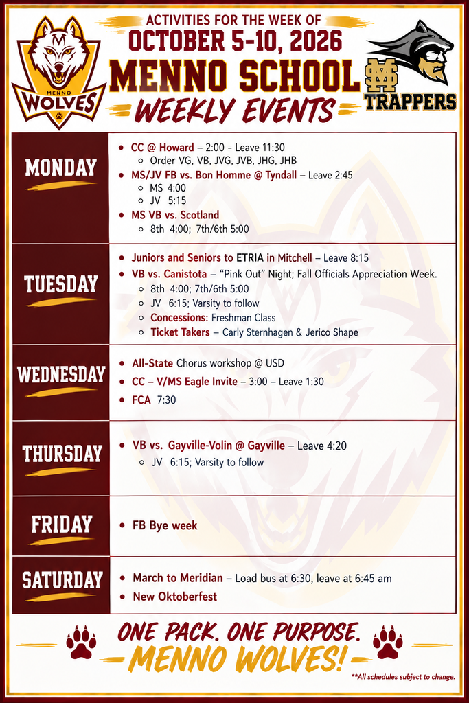 weekly events for October 5-10