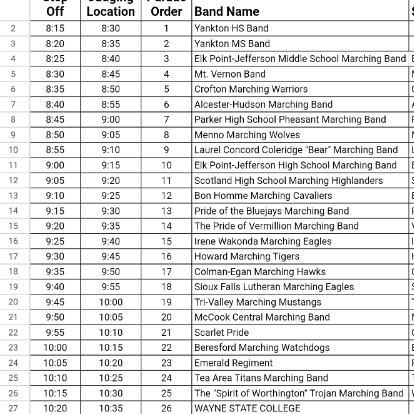 parade schedule