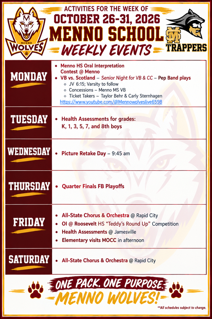 weekly events for 10/26-31