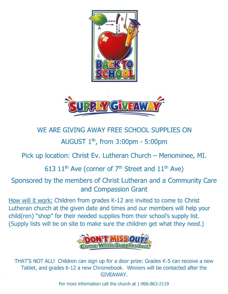 School Supply Giveaway