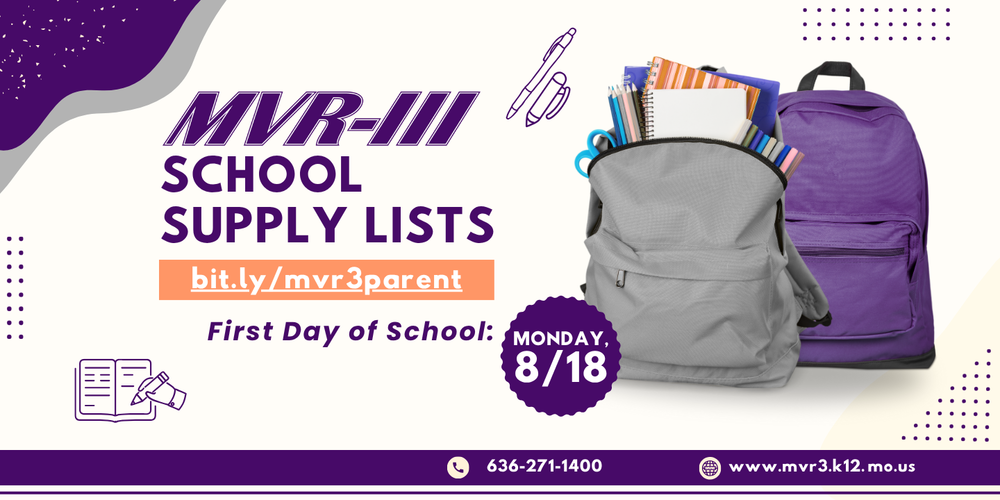 MVR-III School Supplies List
