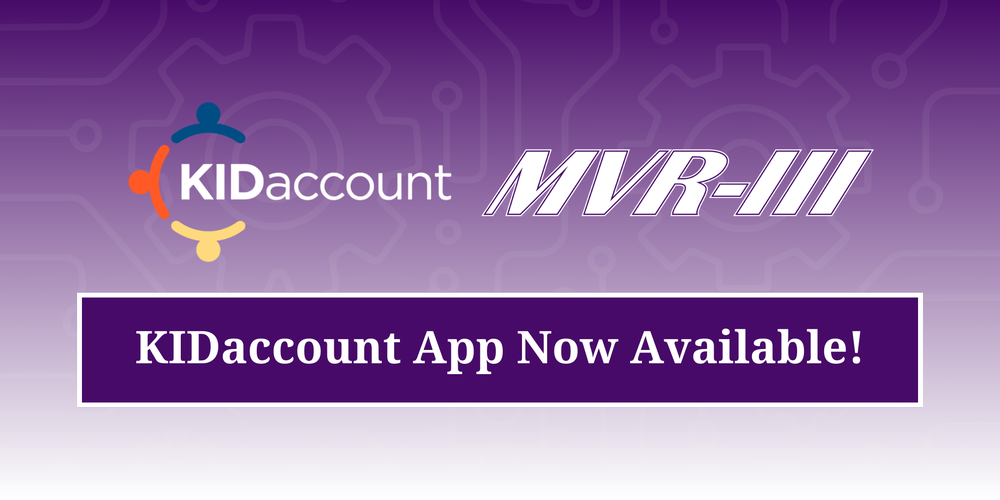 Kid account logo with school district logo. Kid account app now available banner.