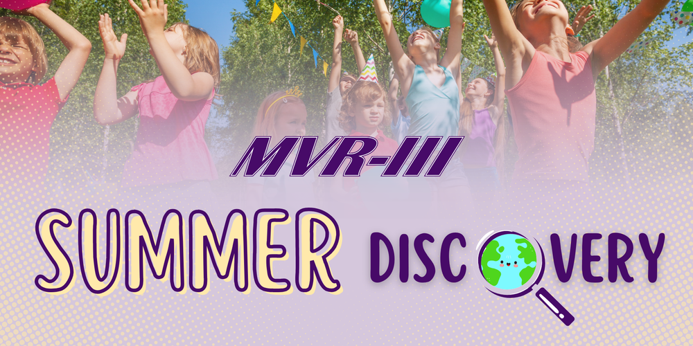 Summer Discovery announcement with students playing outside.