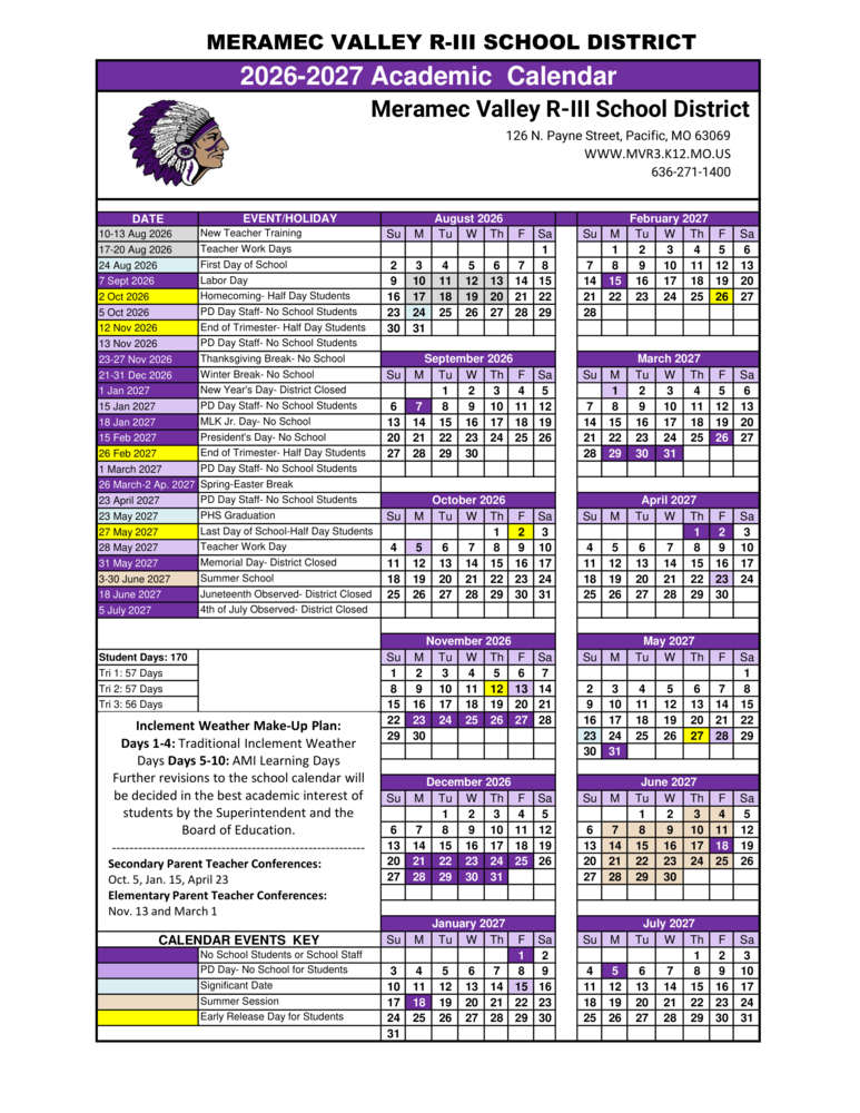 2026-2027 Academic Calendar.