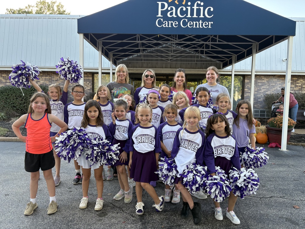 Photo shows the Robertsville Elementary Spirit Squad beginning a new tradition by performing at the Pacific Care Center.
