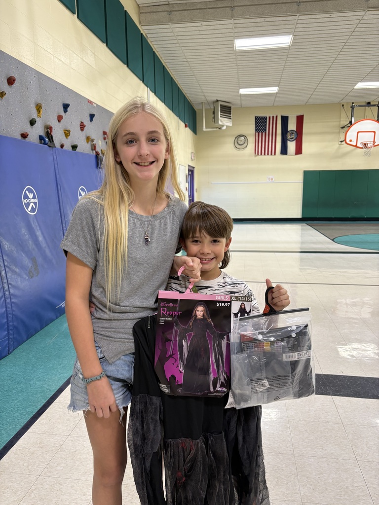 Photo shows the annual Costume Closet event at Robertsville Elementary