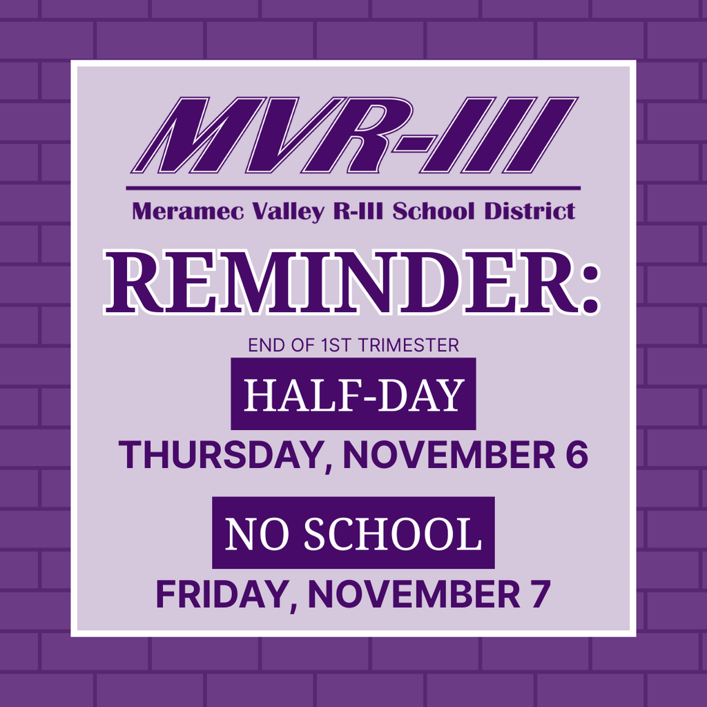Graphic shows the that Thursday is a half-day and there is no school on Friday.