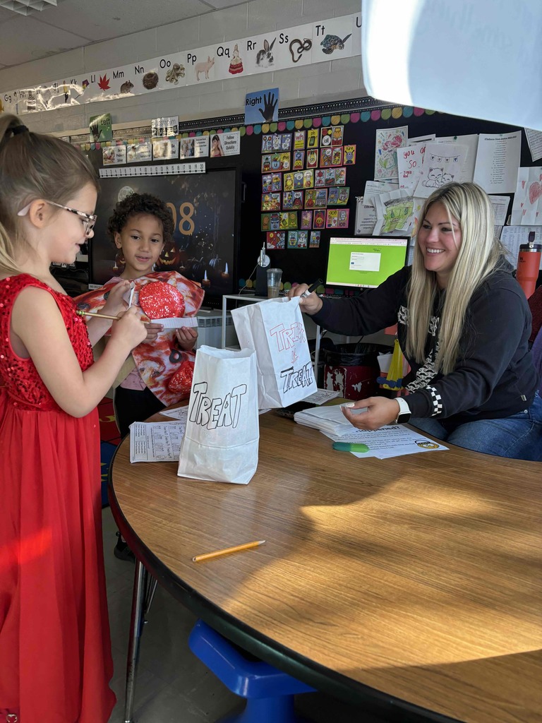 Photo shows a Halloween classroom math mystery challenge that students completed.