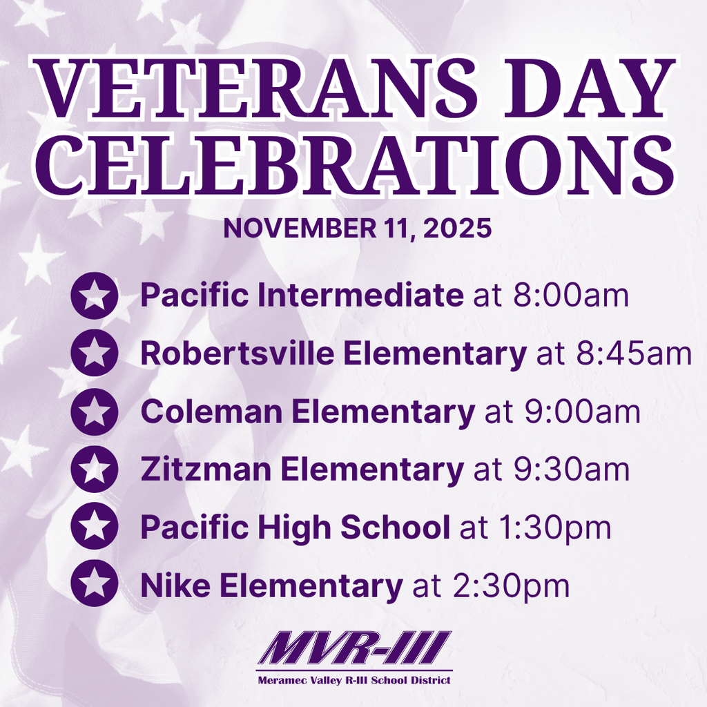 Graphic shows Veterans Day schedule of programs 