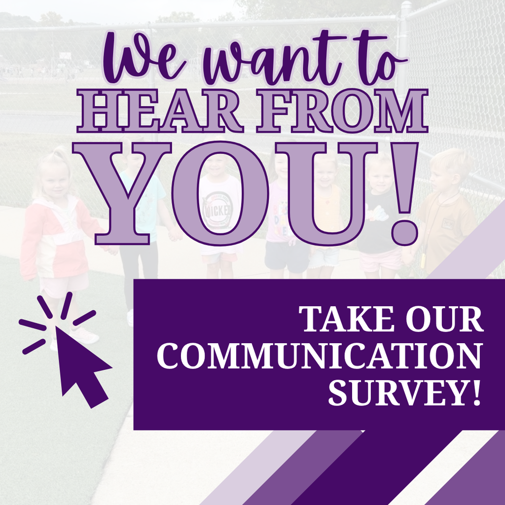 Graphic encourages community members to take a communication survey. 