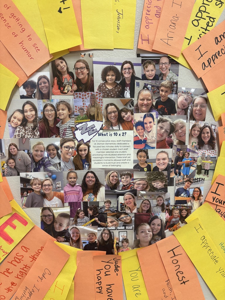 Photo shows that staff members at Zitzman Elementary committed two focused minutes each day to connect with a student