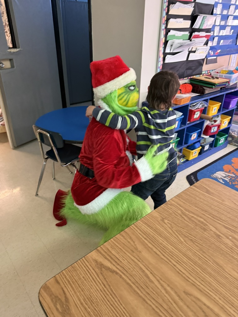 Photo shows a special visitor for elementary students right before the holiday break 