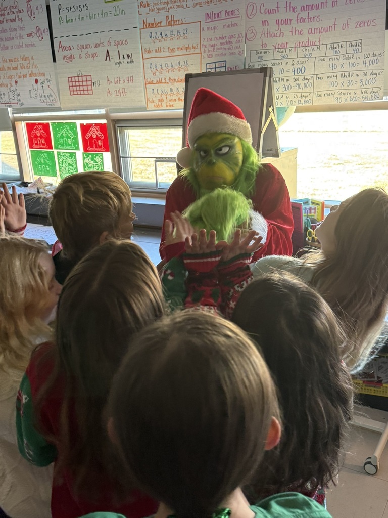 Photo shows a special visitor for elementary students right before the holiday break 
