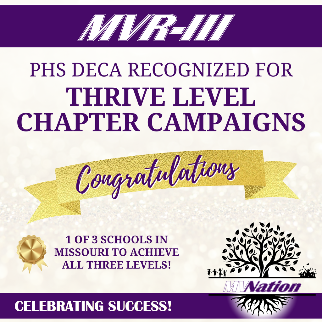 Graphic recognizes PHS DECA for Thrive Level Chapter Campaigns
