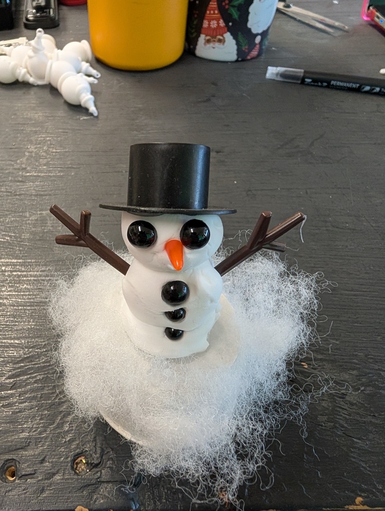 The photo shows the Pacific Intermediate 6th grade JAG Club's snowmen buddies that were shared with Mrs. Beerman's 1st grade class