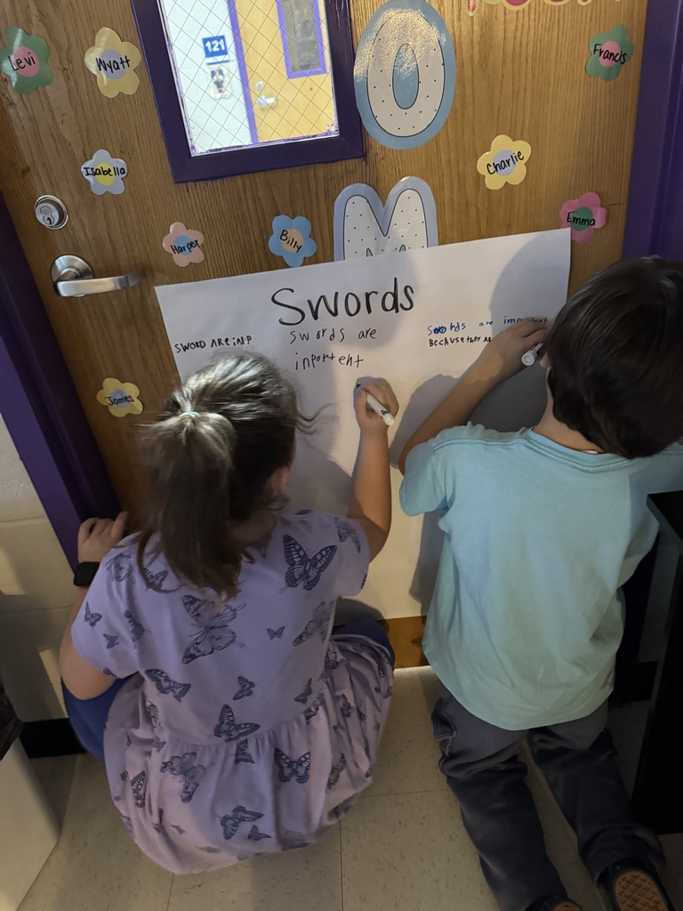 Students working on identifying important facts.