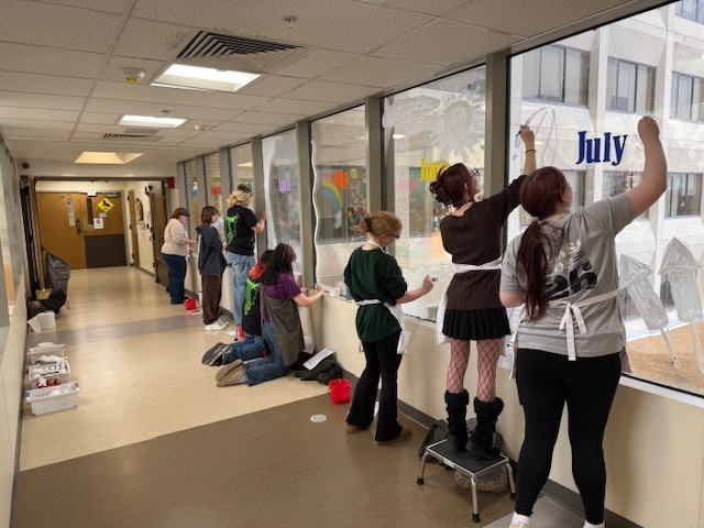 Painted windows by month.