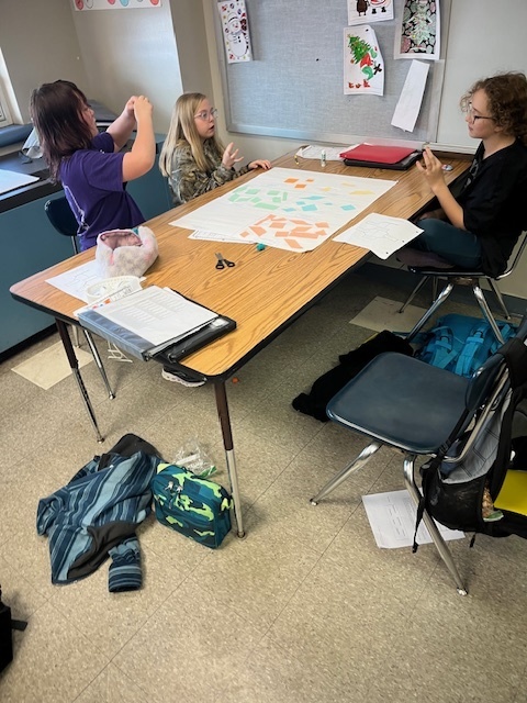 Students classifying shapes through their Quadrilateral Posters.