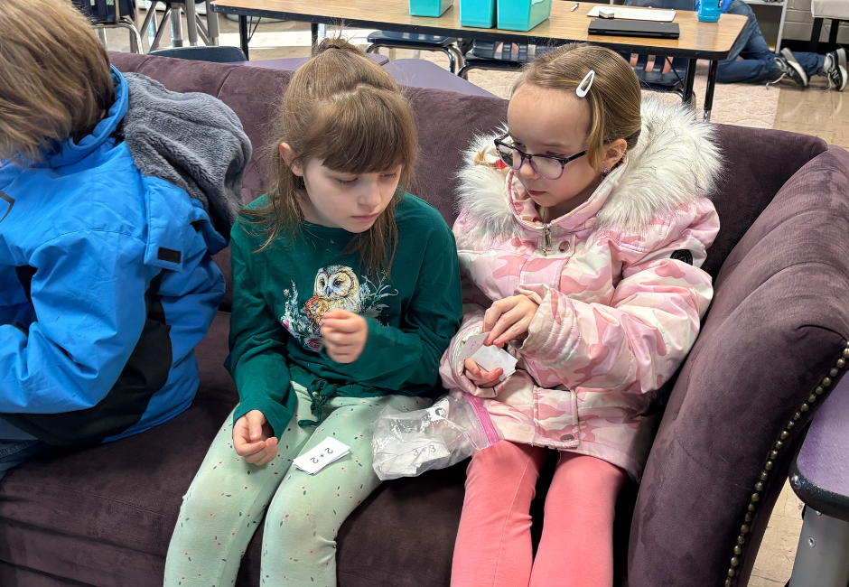 Students working with their partner.