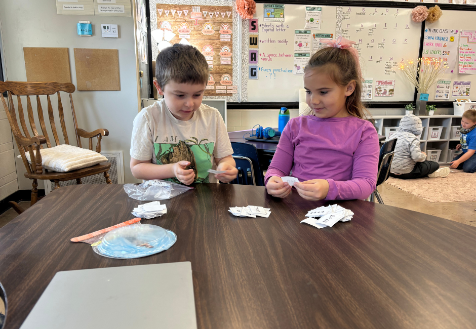 Students working with their partner.