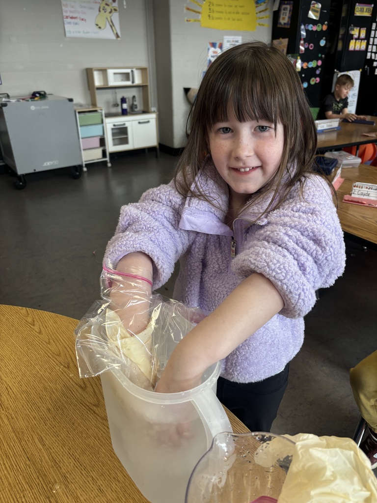 Students using a “blubber” layer by placing one hand in a glove inside a sealed bag.