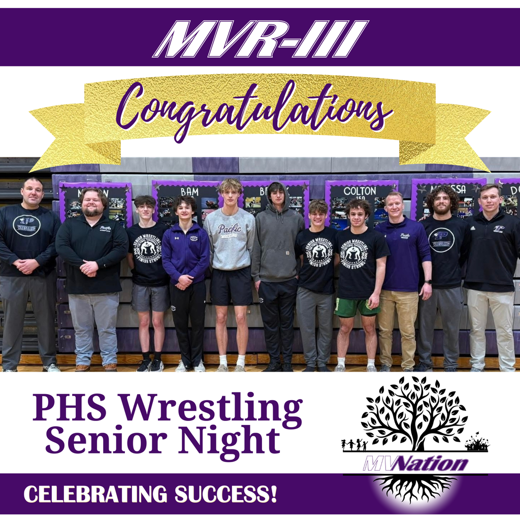 Pacific High School Wrestling Senior Night Graphic.