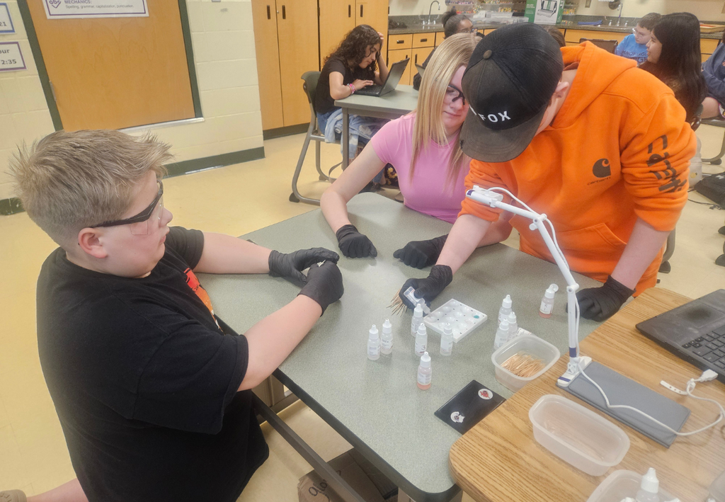 Middle school students working on a science project.