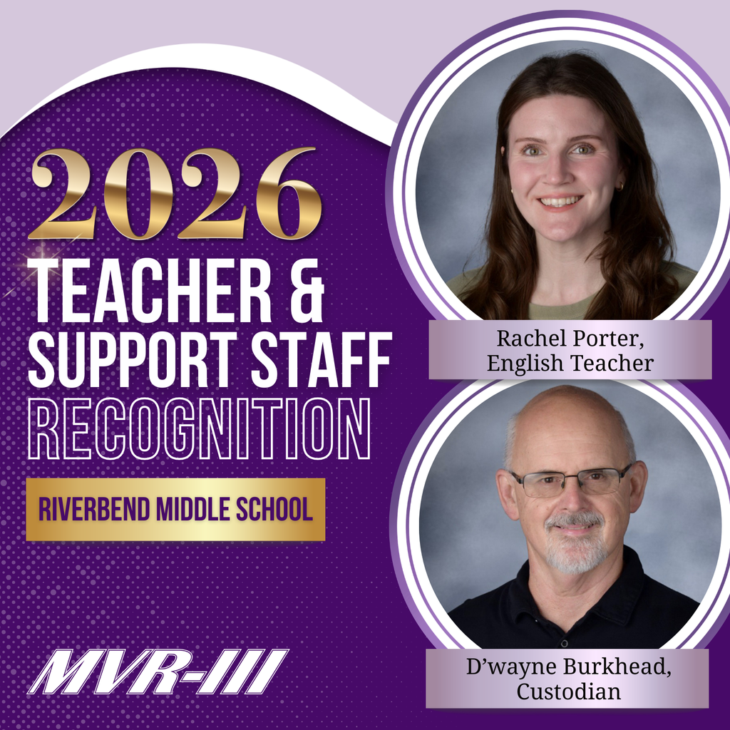 2026 Teacher & Support Staff Recognition for Riverbend Middle School with portraits and titles.