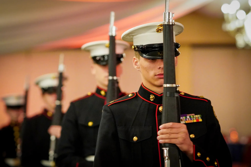 Photo of MCJROTC Drill Team in line.