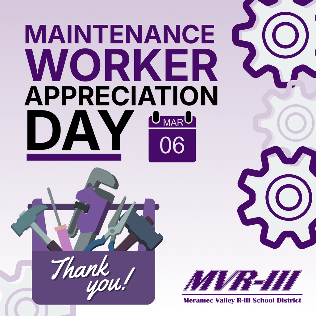 Maintenance Worker Appreciation Day, March 6, with gears and toolbox of tools and “Thank you” message, MVR-III logo.
