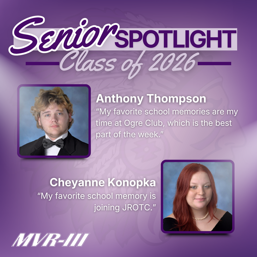 Senior spotlight Class of 2026 with two senior portraits.