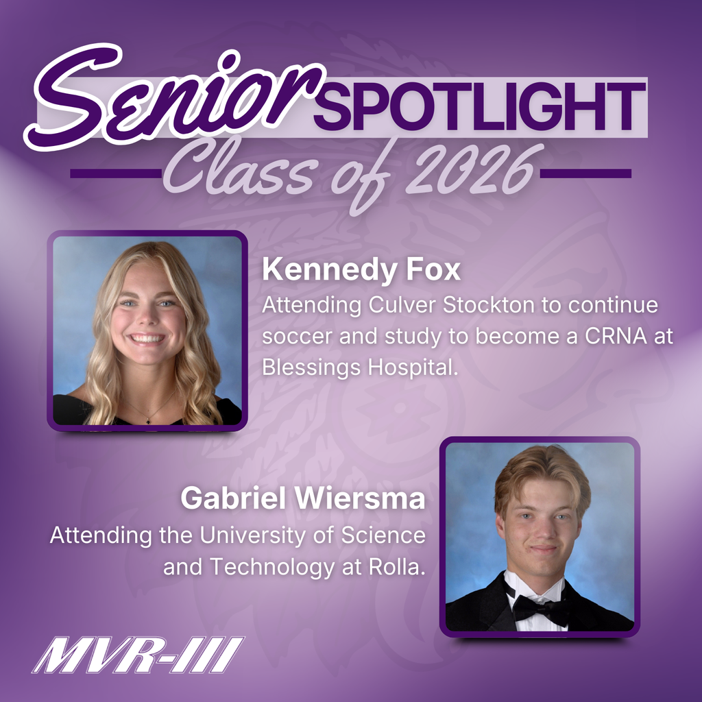Senior spotlight Class of 2026 with two senior portraits.