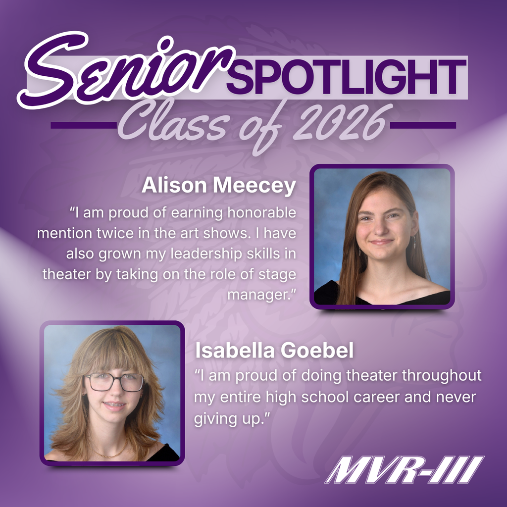 Senior spotlight Class of 2026 with two senior portraits.