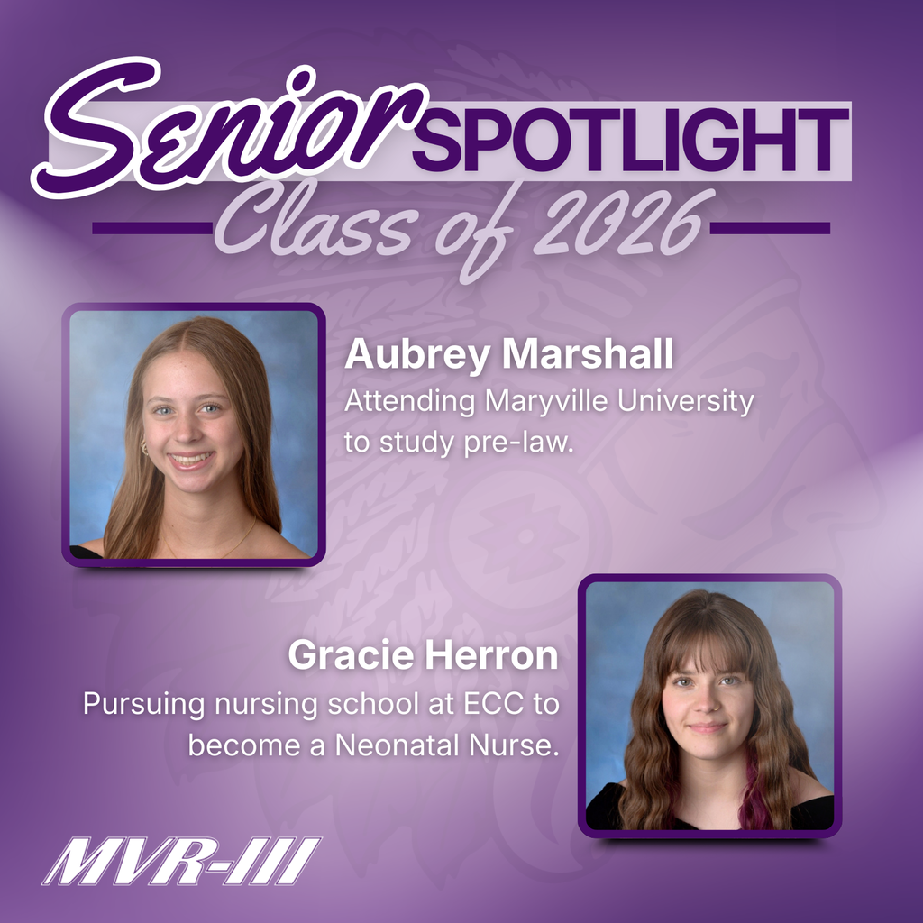 Senior Spotlight Class of 2026: Aubrey Marshall, who will attend Maryville University to study pre-law, and Gracie Herron, who is pursuing nursing school at ECC to become a neonatal nurse.