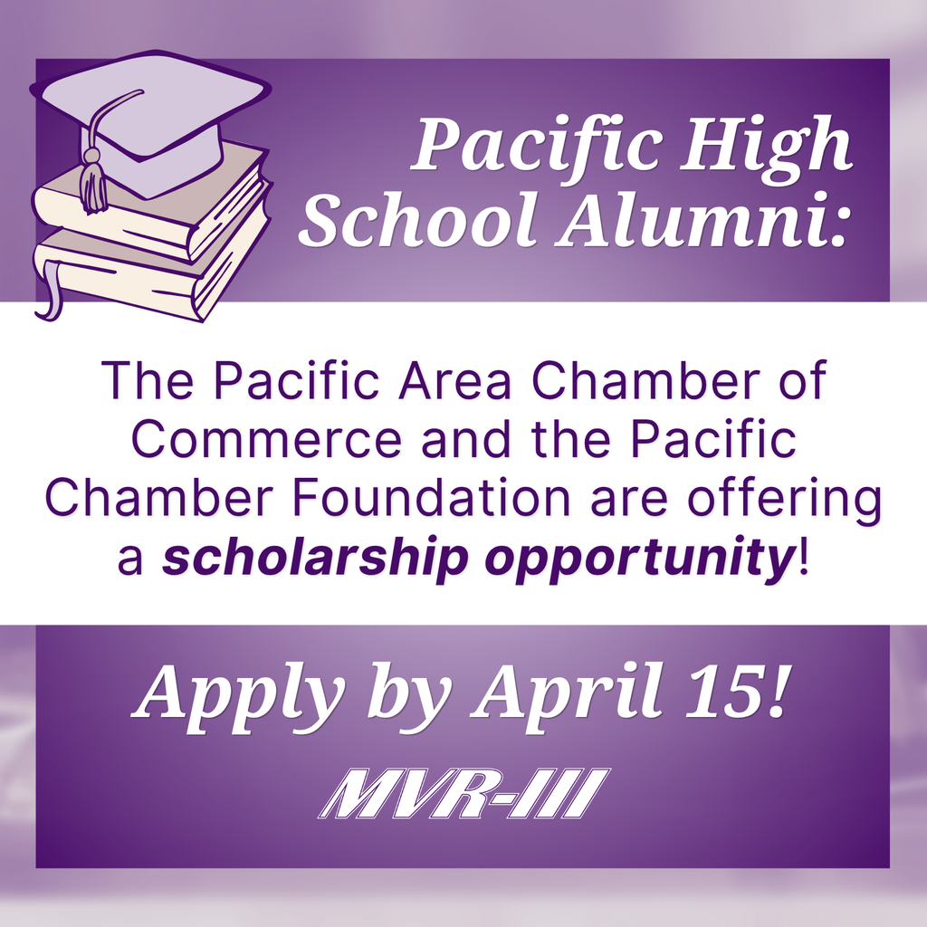 Pacific High School Alumni scholarship opportunity. Apply by 15.