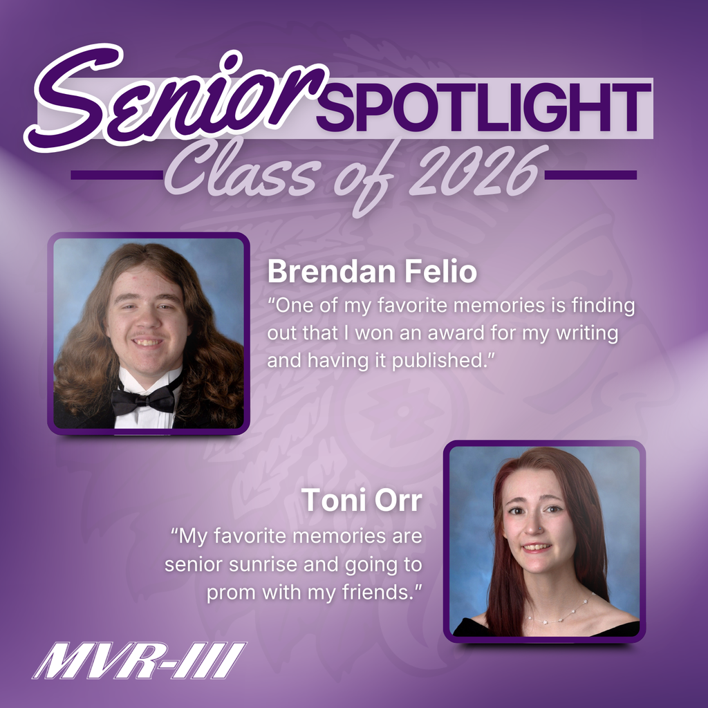 Senior spotlight Class of 2026 with two senior portraits.