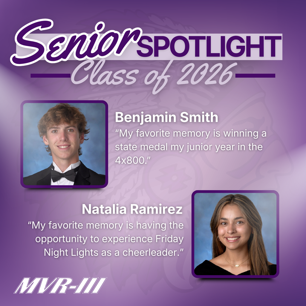 Senior spotlight Class of 2026 with two senior portraits.