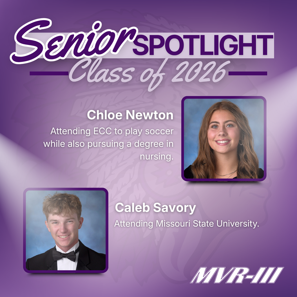 Senior spotlight Class of 2026 with two senior portraits.
