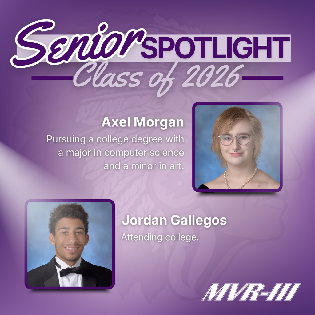 Senior spotlight Class of 2026 with two senior portraits.
