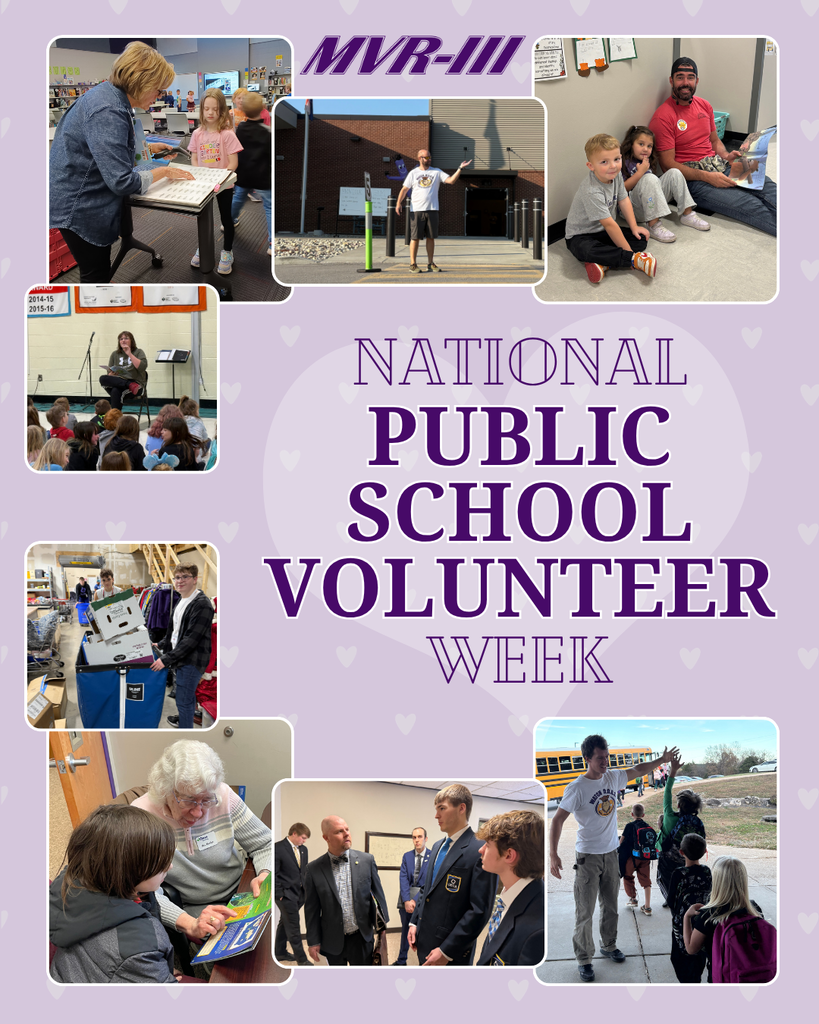 National Public School Volunteer Week with various student and staff photos.
