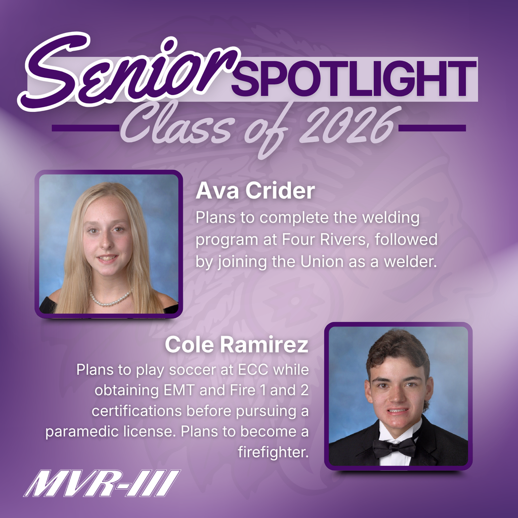 Senior spotlight Class of 2026 with two senior portraits.