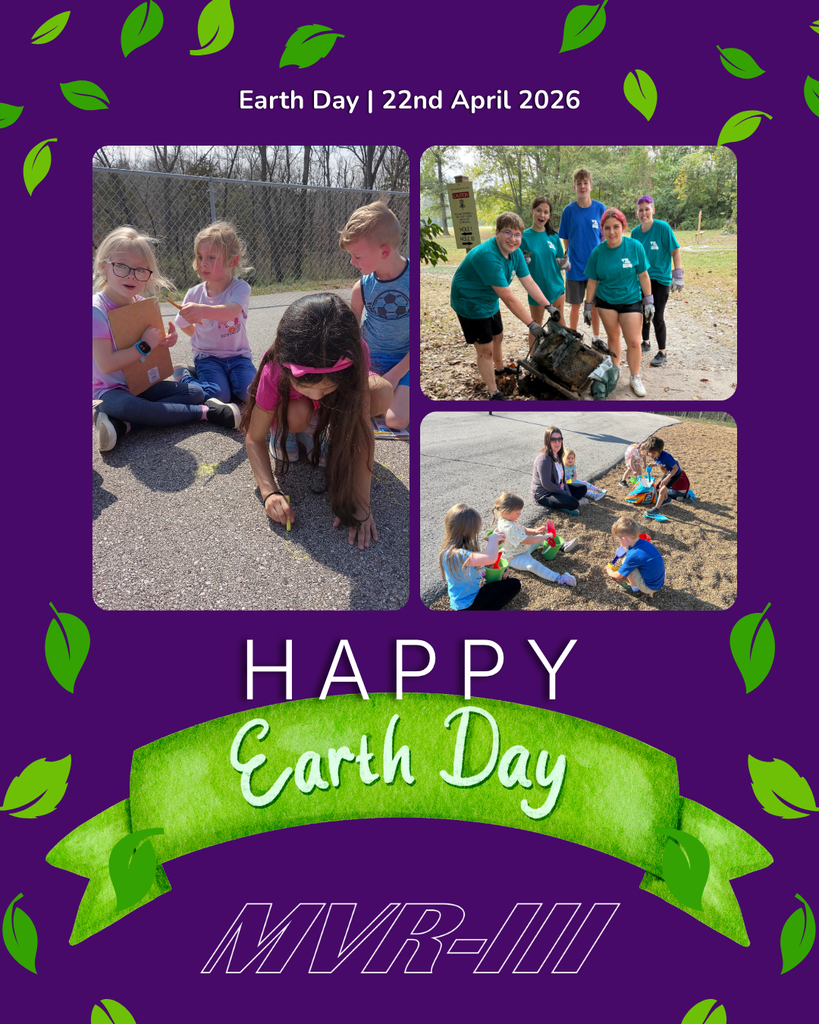 Happy Earth Day, April 22, 2026, with MVR-III logo and green leaves.