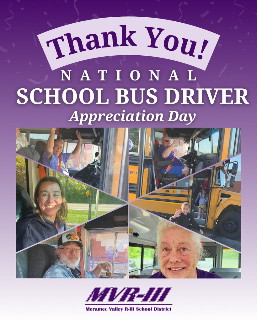 “Thank You! National School Bus Driver Appreciation Day,” with photos of smiling bus drivers and children boarding buses.
