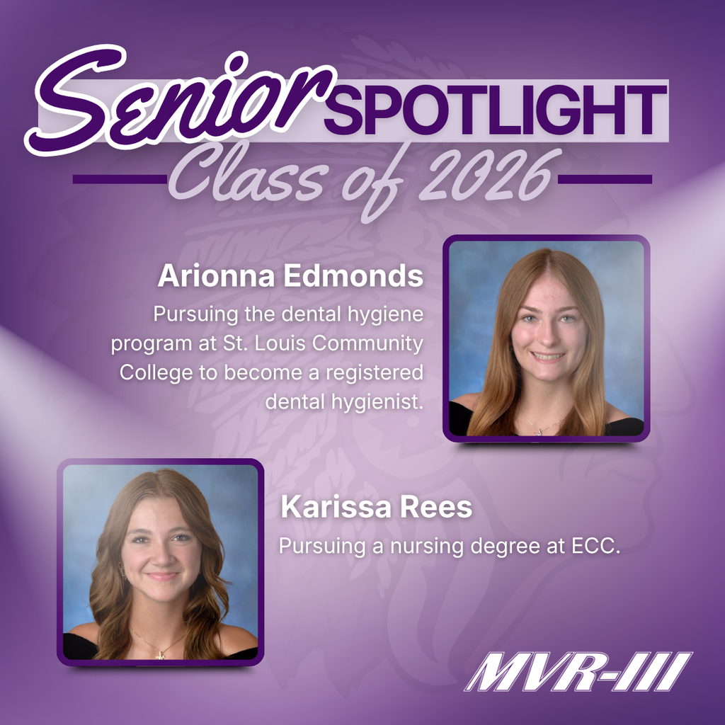 Senior spotlight Class of 2026 with two senior portraits.