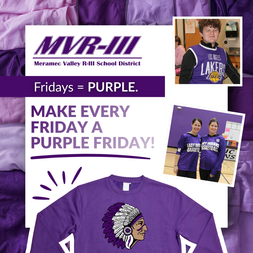 Purple Fridays, make every Friday a purple Friday school pride with various student and staff photos.