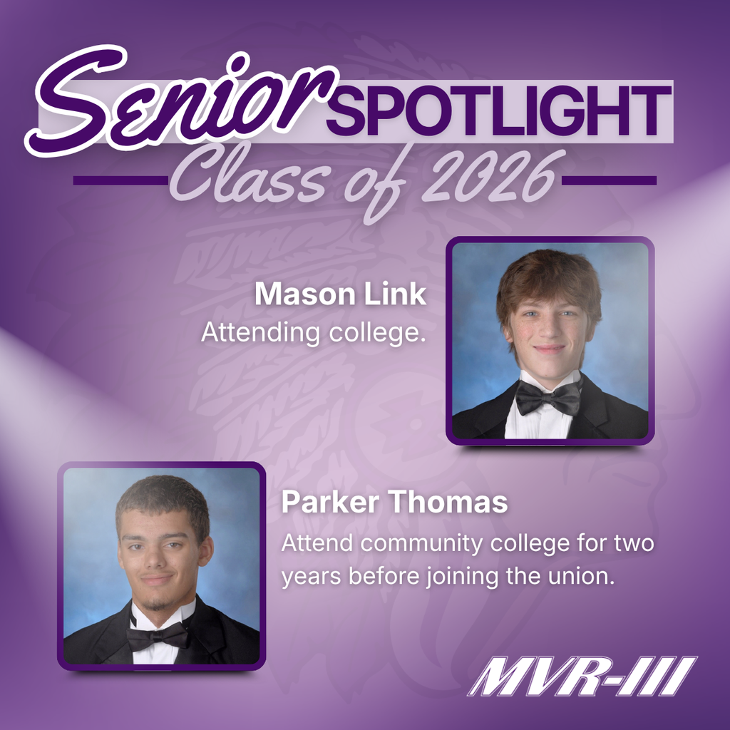 Senior spotlight Class of 2026 with two senior portraits.
