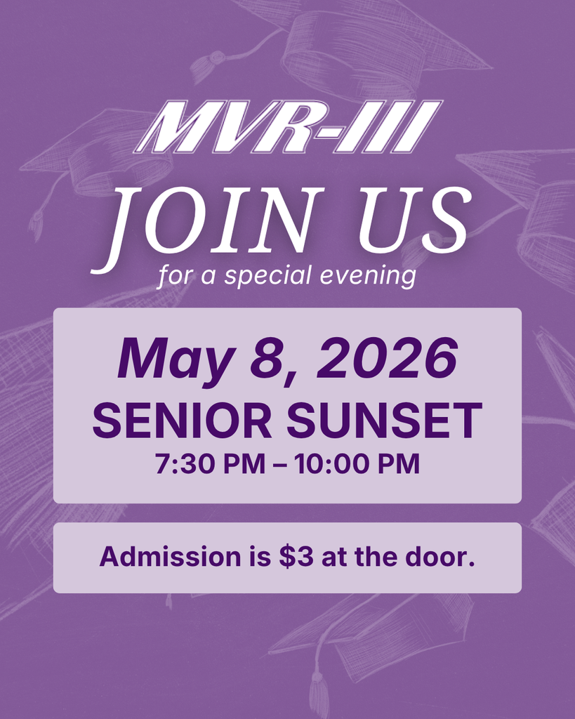 MVR-III invites to Senior Sunset May 8, 2026, 7:30–10 PM; admission $3.